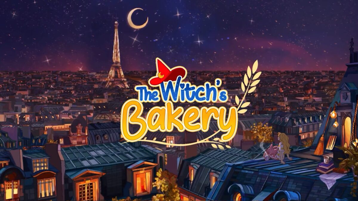 魔女のパン屋『The Witch’s Bakery』のキービジュアル。主人公Lunneが屋根の上から夜のパリを見下ろしている。